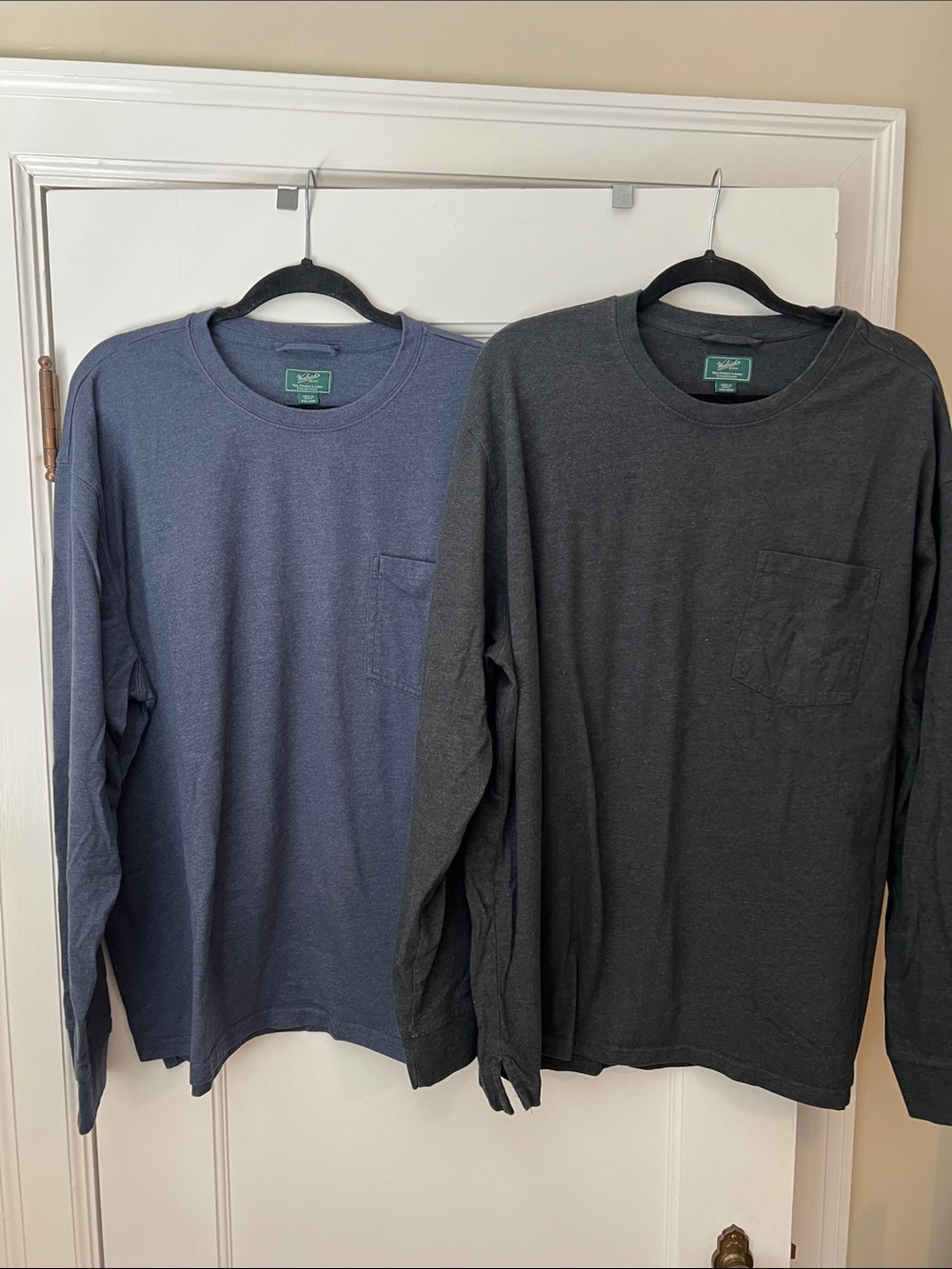 Woolrich Long-Sleeve Pocket Tee Duo — Navy and Charcoal